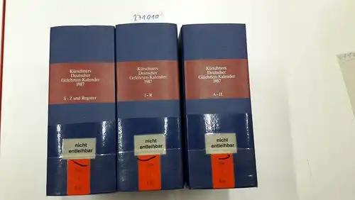 Verlag Walter de Gruyter & Co: Kürschners Deutscher Gelehrten-Kalender 1987 (komplett in 3 Bänden). 