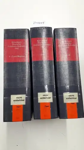 Verlag Walter de Gruyter & Co: Kürschners Deutscher Gelehrten-Kalender 1992 (komplett in 3 Bänden). 