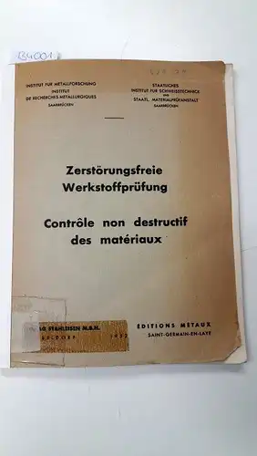 Olmer, Ph: Zerstörungsfreie Werkstoffprüfung [Broschiert]. 