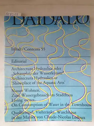 Auer, Gerhard, Ulrich Conrads und Günther Feuerstein (Hrsg.): Daidalos : Architektur Kunst Kultur : Nr. 55 : 1995 : Wasser-Künste / Aquatic Arts 
 (Text in Deutsch und Englisch). 