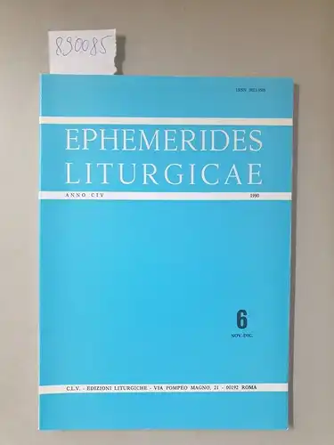 Edizioni Liturgiche: Ephemerides liturgicae : commentarium bimestre de re liturgica  cura et studio presbyterorum congregationis missionis 
 (Text teils in Spanisch, Italienisch und Latein). 