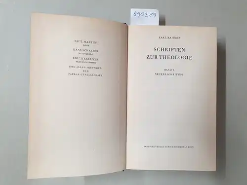 Rahner, Karl: Schriften zur Theologie : Band V : Neuere Schriften. 