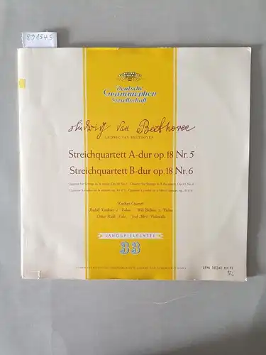 Deutsche Grammophon LPM 18 341 : NM / EX, Streichquartett A-Dur op. 18 Nr. 5 und B-Dur op. 18 Nr. 6 : Koeckert-Quartett