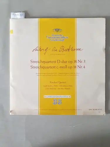 Deutsche Grammophon LPM 18 348 : NM / EX, Streichquartett D-Dur op. 18 Nr. 3 und c-moll op. 18 Nr. 4 : Koeckert-Quartett