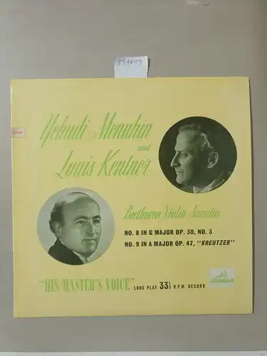 His Master's Voice ALP 1376 : NM / NM, Violin Sonatas : No. 8 in G Major : No. 9 in A Major "Kreutzer" : Yehudi Menuhin / Louis Kentner