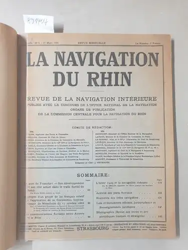 L'Office National De La Navigation: La Navigation Du Rhin : 7e Année : No. 3 : 15 Mars 1929 
 (Revue Mensuelle). 