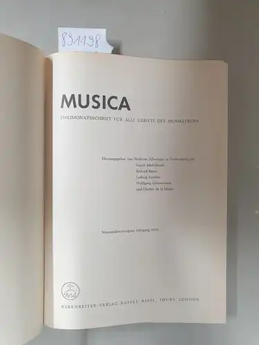 Krellmann, Hanspeter (Hrsg.): Musica : Zweimonatsschrift für alle Gebiete des Musiklebens. 