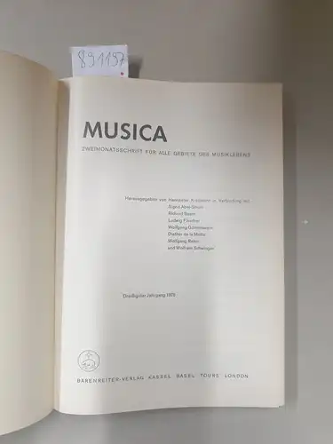Krellmann, Hanspeter (Hrsg.): Musica : Zweimonatsschrift für alle Gebiete des Musiklebens. 