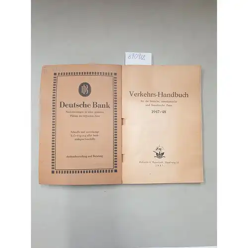 Eckardt & Messtorff: Verkehrs-Handbuch für die britische, amerikanische und französische Zone  1947/48. 
