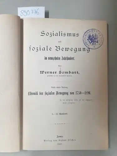 Sombart, Werner: Sozialismus und soziale Bewegung. 