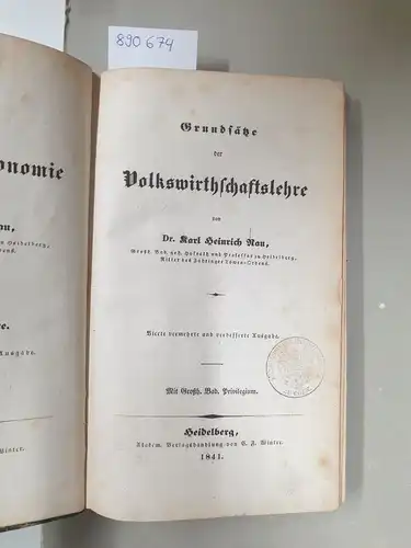 Rau, Karl Heinrich: Grundsätze der Volkswirtschaftslehre
 (Lehrbuch der politischen Ökonomie 1). 