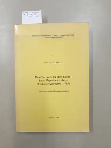 Hackl, Wolfgang: Kein Bollwerk der alten Garde - keine Experimentierbude, Wort in der Zeit (1955 - 1965) : e. österr. Literaturzeitschr
 (= Innsbrucker Beiträge zur Kulturwissenschaft / Germanistische Reihe ; Bd. 35). 