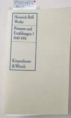 Böll, Heinrich und Bernd Balzer (Hrsg.): Romane und Erzählungen : 1947-1977 : 5 Bände (Leinen-Broschur) : Band I von Böll signiert 
 I-V: 1947-1951, 1951-1954, 1954-1959, 1961-1970, 1971-1977. 