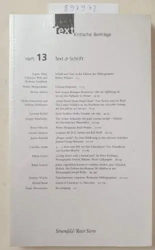 Reuss, Roland und Peter Staengle: Text. Kritische Beiträge / Text und Schrift. 