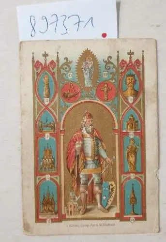 Andenken an die Heiligthumsfahrt zu Aachen : farbiges Andachtsbildchen mit Texterläuterungen innen. 