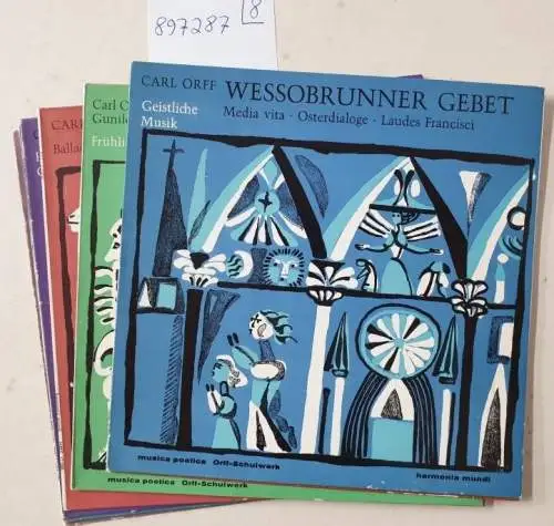 (ohne Schallplatten), Carl Orff : Musica Poetica : Orff-Schulwerk : 8 schön gestaltete EP-Cover