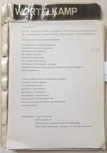 Wortelkamp, Erwin: Beitrag zur Aktion Trimm Dich : Ordnung Muss Sein : Umwelt/Akzente - Die Expansion der Kunst / verschieden Aktionen u.a. bei Frankenthal. 