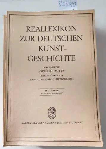 Gall, Ernst und L.H. Heydenreich (Hrsg.): Reallexikon zur Deutschen Kunstgeschichte RDK : Konvolut aus 13 aufeinanderfolgenden Heften : Lieferung Nr. 42,  Ebenholz-Egypten, bis Doppellieferung Nr. 57 / 58, Erde-Erle. 