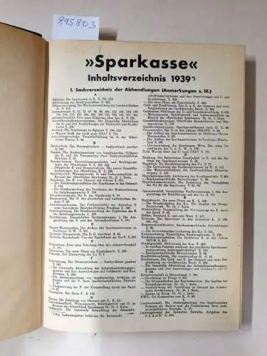 Deutscher Sparkassen- und Giroverband: Sparkasse : Jahrgang 1939 : Nr. 1-24 : in einem Band 
 (Halbmonatsschrift des Deutschen Sparkassen- und Giroverbandes). 