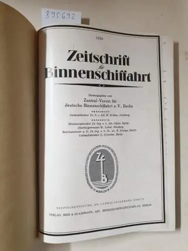 Verlag Mier & Glasemann: Zeitschrift für Binnen-Schiffahrt 1939. 