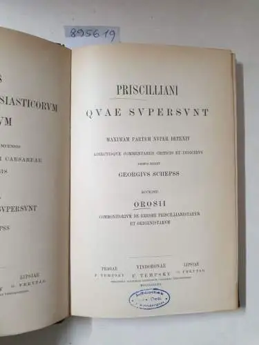 Academia Scientiarum Austriaca (Hrsg.): Corpus Scriptorum Ecclesiasticorum Latinorum : Vol. XVIII : Priscilliani Quae Supersunt 
 (Hrsg. Samuel Brandt). 
