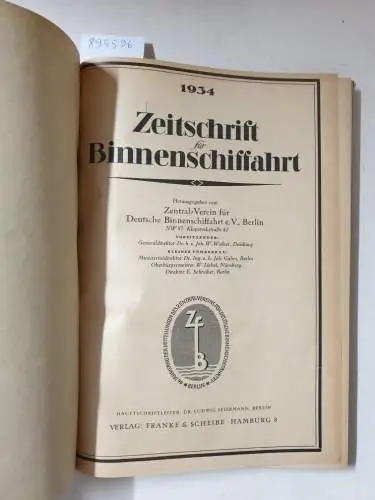 Verlag Franke & Scheibe: Zeitschrift für Binnen-Schiffahrt 1934. 