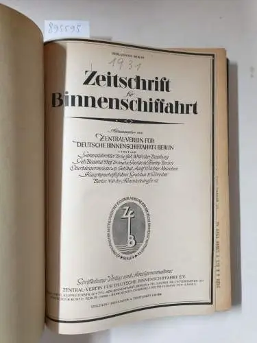 Zentralverein für Deutsche Binnenschiffahrt e. V: Zeitschrift für Binnen-Schiffahrt 1931. 