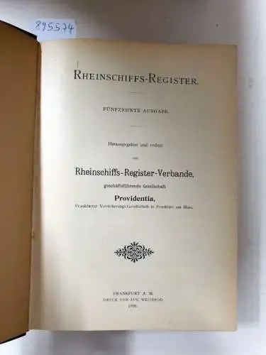 Rheinschiffs-Register-Verband (Hrsg.): Rheinschiffs-Register : XV. Ausgabe. 