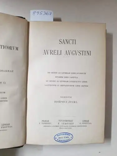 Academia Scientiarum Austriaca (Hrsg.): Corpus Scriptorum Ecclesiasticorum Latinorum : Vol. XXVIII : Sect. III Pars 1 : Sancti Aureli Augustini 
 Expositio Evangelii Secundum Lucam, Eiusdem Libri Capitula u.a. : (Hrsg. Joseph Zycha). 