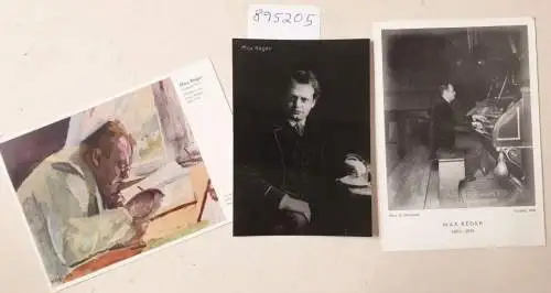 Reger, Max: Konvolut 2 Porträtkarten / 1 Fotografie (Reproduktion) 
 nach Fotografien von E. Hoenisch, einem unbek. Fotografen und einem Ölbildnis von Franz Nölken. 
