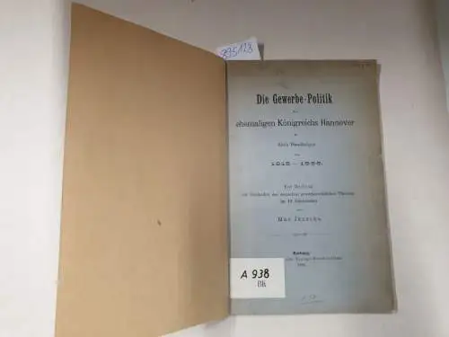 Jänecke, Max: Die Gewerbe-Politik des ehemaligen Königreichs Hannover in ihren Wandlungen von 1815-1866
 Ein Beitrag zur Geschichte des deutschen gewerberechtlichen Theorien im 19. Jahrhundert. 