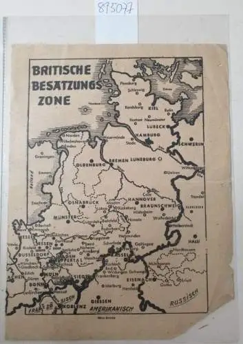 Karte: Britische Besatzungszone, authorised for posting by The Military Government Detachment. 