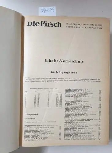 Die Pirsch - Magazin für Jagd - Wild - Natur: Die Pirsch. Illustrierte Jagdzeitschrift. 18. Jahrgang / 1966. 