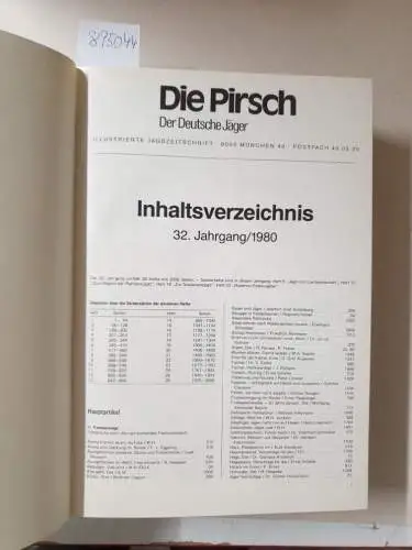 Die Pirsch - Magazin für Jagd - Wild - Natur: Die Pirsch. Illustrierte Jagdzeitschrift. 32. Jahrgang / 1980. 