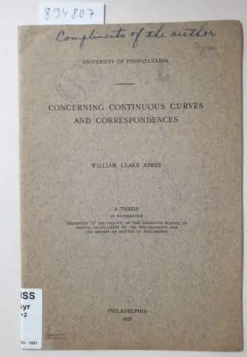 Ayres, William Leake: Concerning continuous curves and correspondences. 