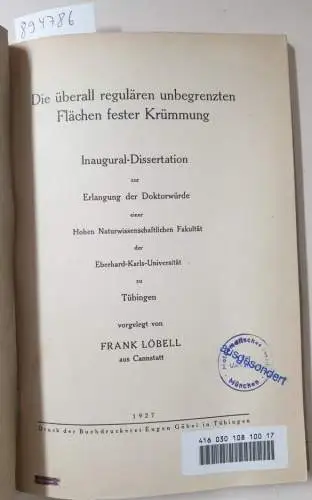 Löbell, Frank: Die überall regulären Flächen fester Krümmung. 