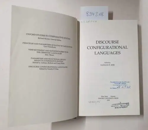 Kiss, Katalin É. (Hrsg.): Discourse Configurational Languages (Oxford Studies in Comparative Syntax). 