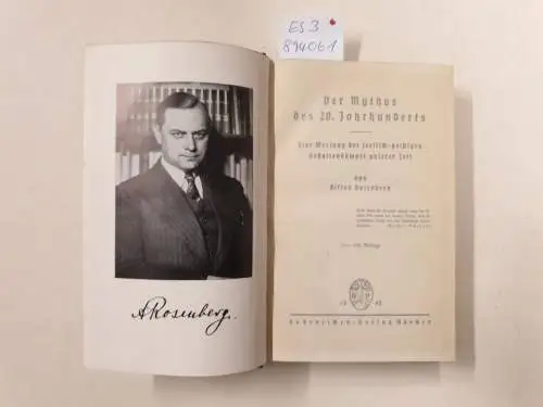 Rosenberg, Alfred: Der Mythus des 20. Jahrhunderts : vom Autor signiertes Exemplar. 