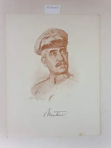 (aus: Unsere Heerführer : Porträte im Felde nach der Natur gezeichnet), Generalmajor von Mutius : Porträt nach einer Rötelzeichnung