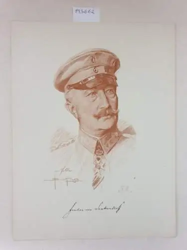 (aus: Unsere Heerführer : Porträte im Felde nach der Natur gezeichnet), Generalleutnant Freiherr von Seckendorff : Porträt nach einer Rötelzeichnung