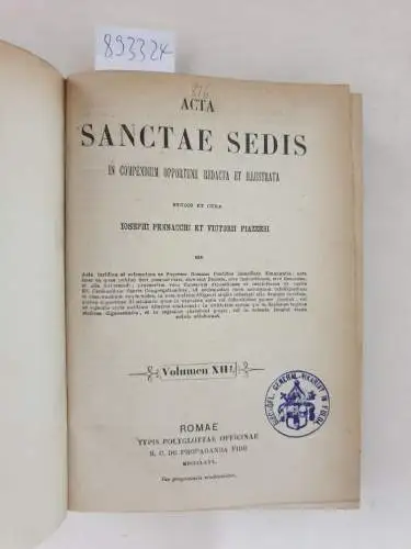 Heiliger Stuhl und Victorio Piazzesi: Acta Sanctae Sedis : (Volumen XIII) : 1880. 
