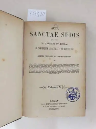 Heiliger Stuhl: Acta Sanctae Sedis : (Volumen X) : 1877. 
