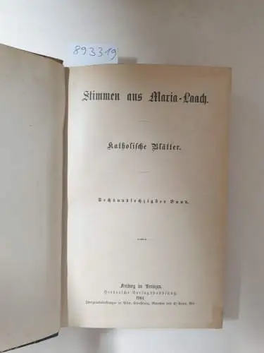 Abtei Maria Laach: Stimmen aus Maria-Laach : Jahrgang 1904 : Band 66. 