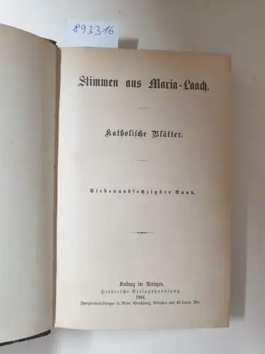 Abtei Maria Laach: Stimmen aus Maria-Laach : Jahrgang 1904 : Band 67. 