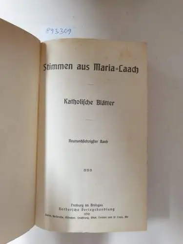 Abtei Maria Laach: Stimmen aus Maria-Laach : Jahrgang 1910: Band 79. 