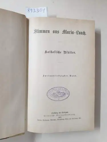 Abtei Maria Laach: Stimmen aus Maria-Laach : Jahrgang 1907: Band 72. 