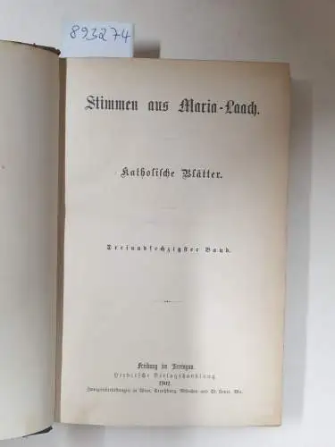 Abtei Maria Laach: Stimmen aus Maria-Laach : Jahrgang 1902 : Band 63. 