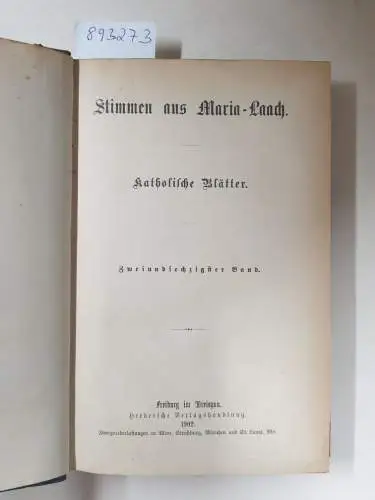 Abtei Maria Laach: Stimmen aus Maria-Laach : Jahrgang 1902 : Band 62. 