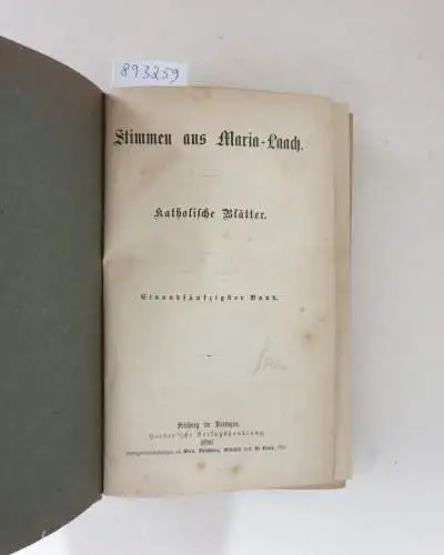 Abtei Maria Laach: Stimmen aus Maria-Laach : Jahrgang 1896 : Band 51. 