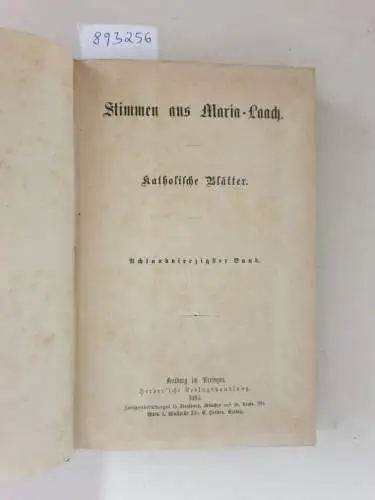 Abtei Maria Laach: Stimmen aus Maria-Laach : Jahrgang 1895 : Band 48. 